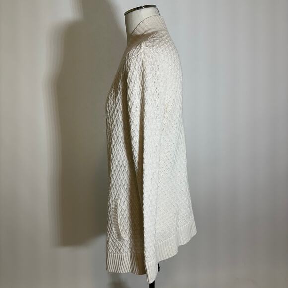 Talbots Cream Lambswool Blend Open Front Cardigan Sweater Womens Petite Size MP - Picture 6 of 12